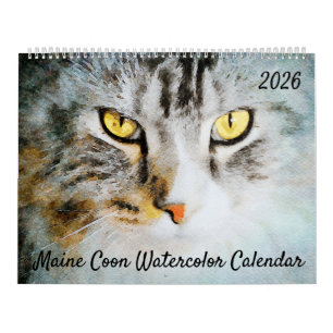 2026 Söt Maine Coon Katt Mamma Present Kattälskare Kalender
