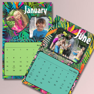 2026 Söt tropisk färgrik anpassade fotovägg Kalender
