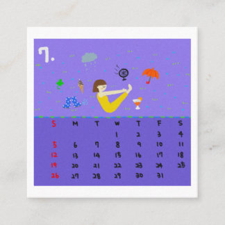 2026 Söta Tecknade Yogaställningar Kalender, Hälsa Fyrkantigt Visitkort