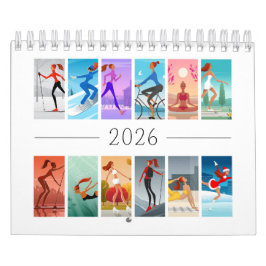 2026 Sport Fitness Young Woman Girl Colorful Kalender