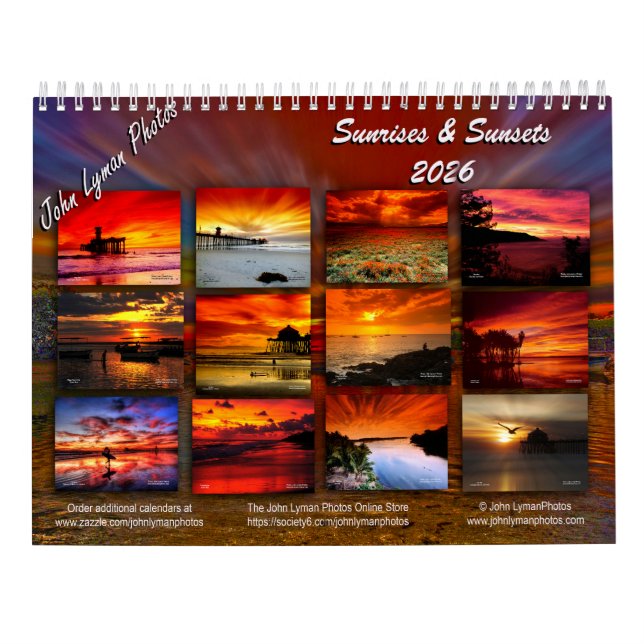 2026 Sunrise & Sunsets Calendar Kalender (Baksida)