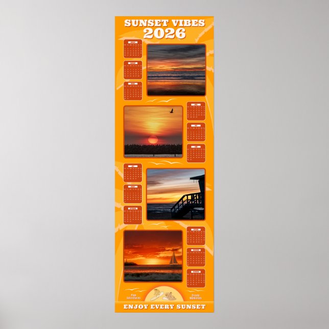 2026 Sunsets and Beach Vibes Calendar Poster (Framsidan)