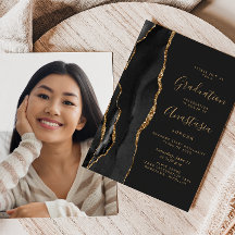 2026 Svart Guld Agat Foto Mörk Examen