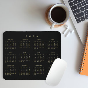 2026 Svart Guld Heldig Kalender för Hemmet Kontore Musmatta