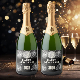 2026 Svart Silver Glitter Nyårsfirande 