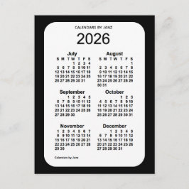 2026 Svarta 6-månaders mini-kalender från Janz Vykort