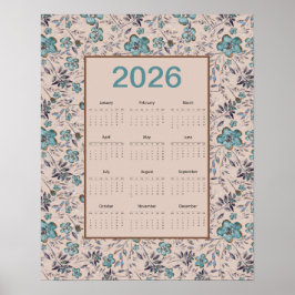 2026 Tealblommorkalender Poster