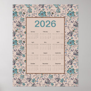 2026 Tealblommorkalender Poster