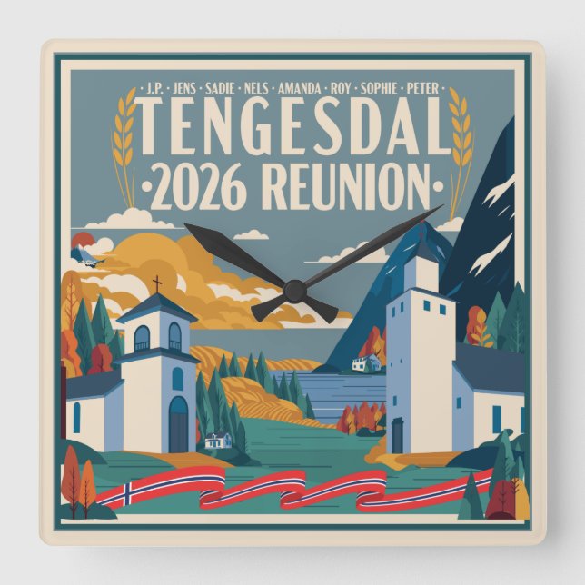 2026 Tengesdal Familjeåterträff Fyrkantig Klocka (Framsida)