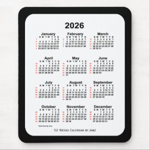 2026 Tone Black 52 Week-kalender från Janz Musmatta