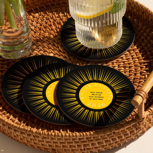 2026 Total solar eclipse your text personalized Underlägg Papper Rund (Skapare uppladdad)