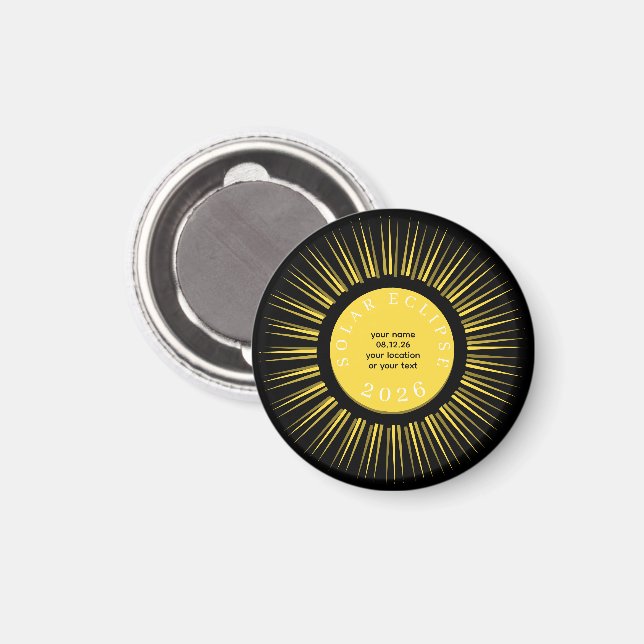 2026 Total solförmörkelse din text anpassad Magnet (Front/Back)