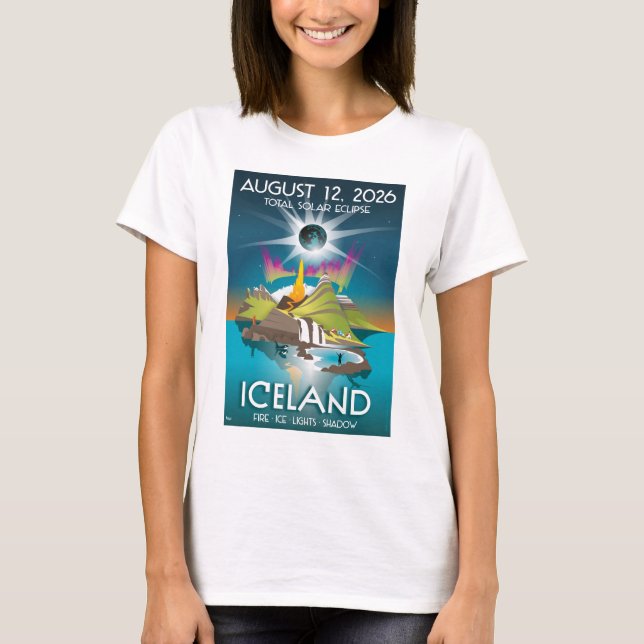 2026 total solförmörkelse i Island - T-shirt (Framsida)