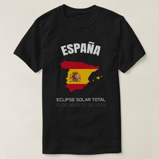 2026 Totalt Solar Eclipse España Flagga T-Shirt (Design framsida)
