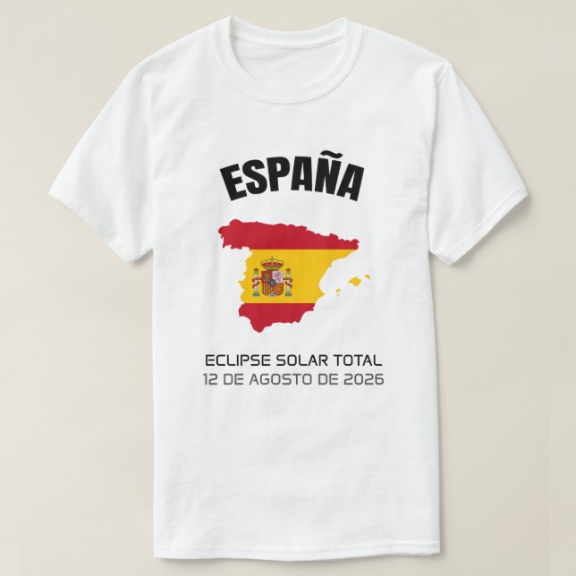 2026 Totalt Solar Eclipse España Flagga T-Shirt (Design framsida)