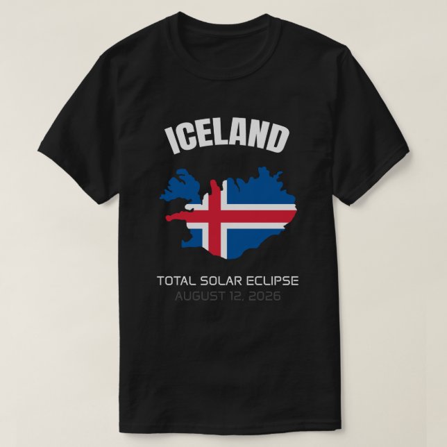 2026 Totalt Solärt Eclipse-Island Flagga T-Shirt (Design framsida)