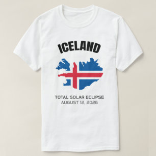2026 Totalt Solärt Eclipse-Island Flagga T-Shirt
