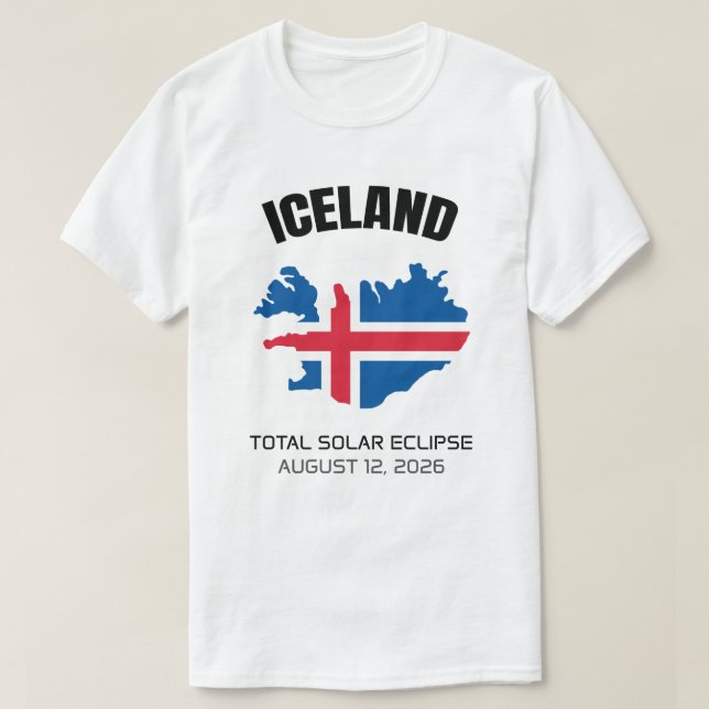 2026 Totalt Solärt Eclipse-Island Flagga T-Shirt (Design framsida)