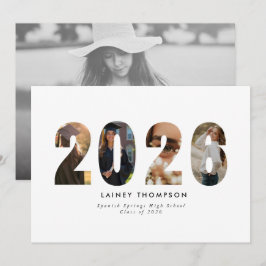 2026 Typography 4 Image Graduation Announcement Inbjudningar