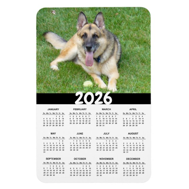 2026 Tysk Shepherd Hund Calendar Magnet (Vertikal)