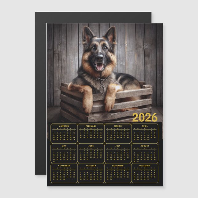 2026 Tysk Shepherd-kalender (Fram/baksida)