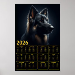 2026 Tysk Shepherd Kalender – Modig Porträtt Poster