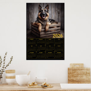 2026 Tysk Shepherd-kalender Poster