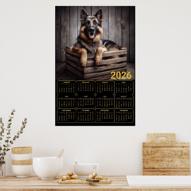 2026 Tysk Shepherd-kalender Poster (Kök)