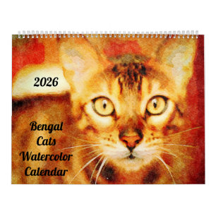 2026 Underbar Bengalkatt Ägare Älskar Present Kalender
