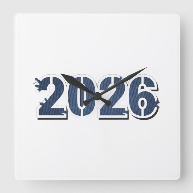 2026 VÄGGKLocka 27,31 cm, Fyrkantig Akryl (Framsida)