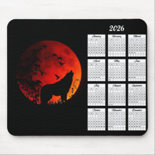 2026 Varg Silhouette och Blood Måne Calendar Musmatta