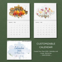 2026 Vattenfärg Landskaps Kalender | Naturscener
