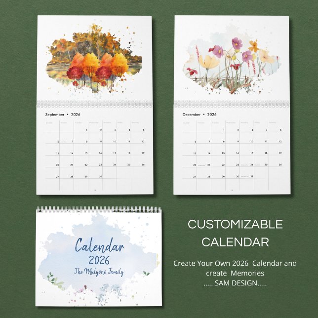 2026 Vattenfärg Landskaps Kalender | Naturscener (Skapare uppladdad)