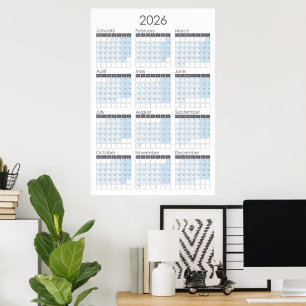 2026 Vertikal Årskalender Affisch