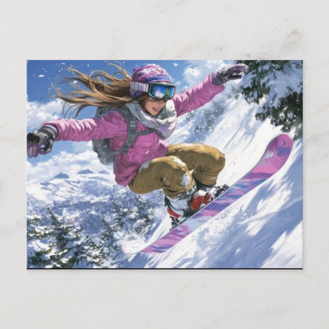 2026 Vinter-OS Damernas Snowboard Halvpipe Helg Vykort (Framsida)