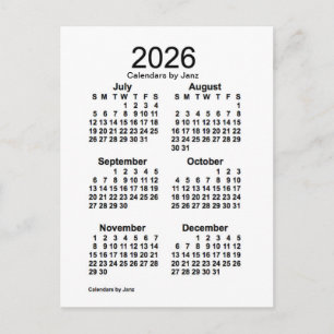 2026 Vit sexmånaderskalender från Janz Vykort