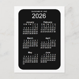 2026 Vitbok Neon 6 månaders Mini Kalender från Jan Vykort