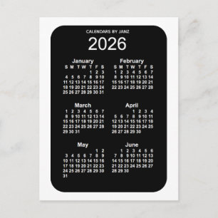 2026 Vitbok Neon 6 månaders Mini Kalender från Jan Vykort