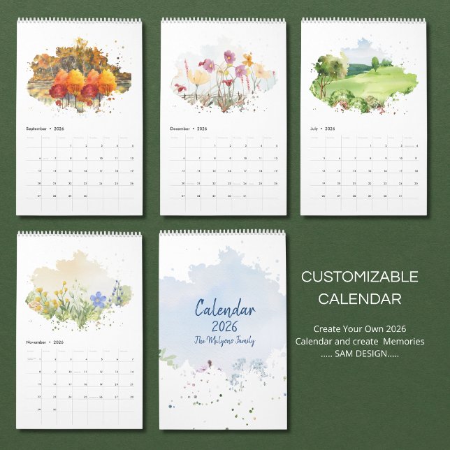 2026 Watercolor Landscape Calendar | Scenic Nature Kalender (Skapare uppladdad)