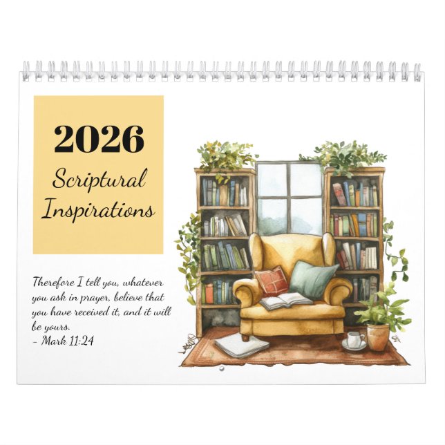 2026 Watercolor Scriptural Inspirations Calendar Kalender (Omslag)