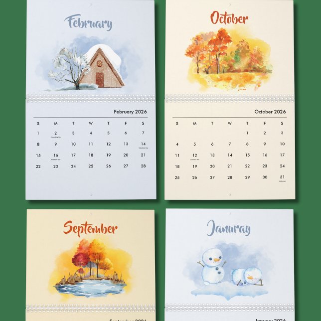 2026 Watercolor Seasons Calendar Kalender (Skapare uppladdad)