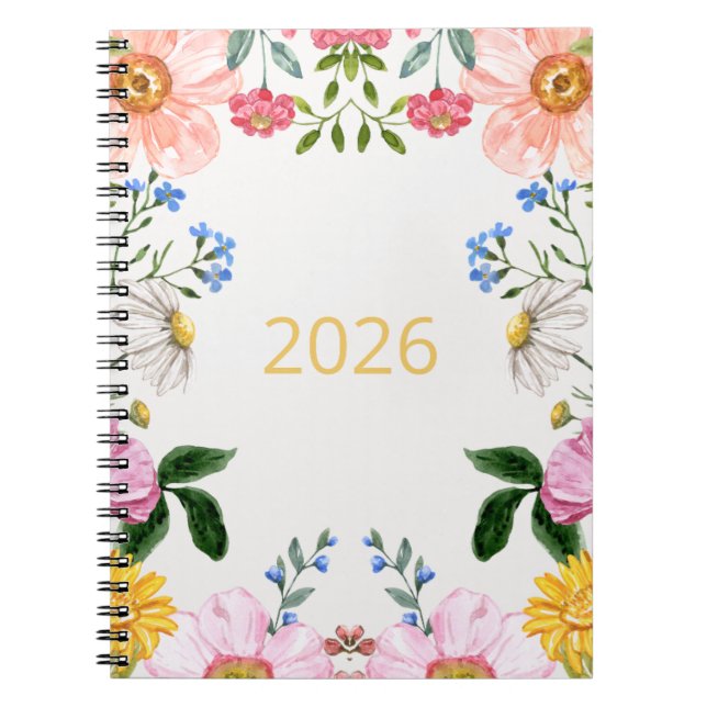 2026 Whimsical Wildblommor bärbar dator Anteckningsbok (Framsidan)