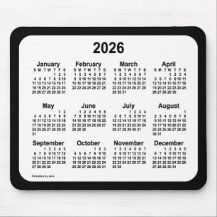 2026 White on Black Calendar från Janz Two Tone Musmatta