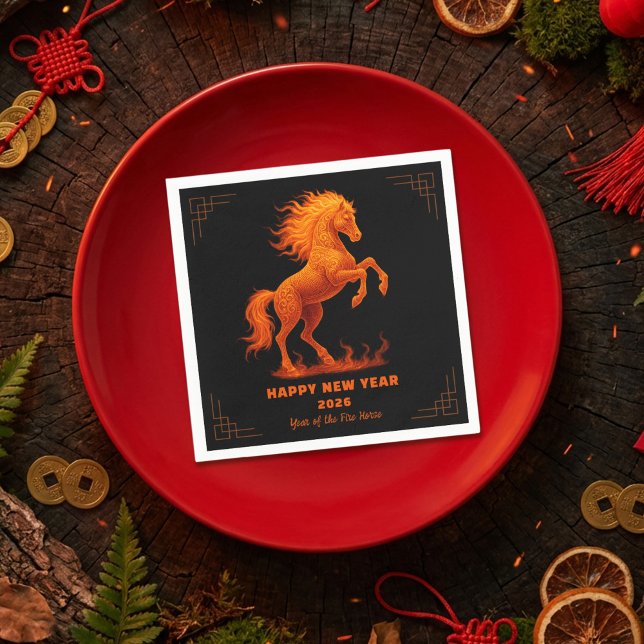 2026 Year of the Fire Horse Chinese Zodiac Pappersservett (Skapare uppladdad)