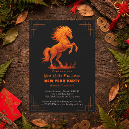 2026 Year of the Fire Horse Chinese Zodiac Party Inbjudningar