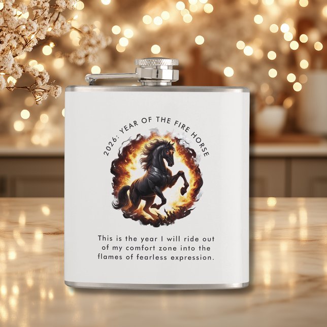 2026 Year of the Fire Horse Motivational Quote Fickplunta (2026 Year of the Fire Horse Motivational Quote Chinese New Year Flask)