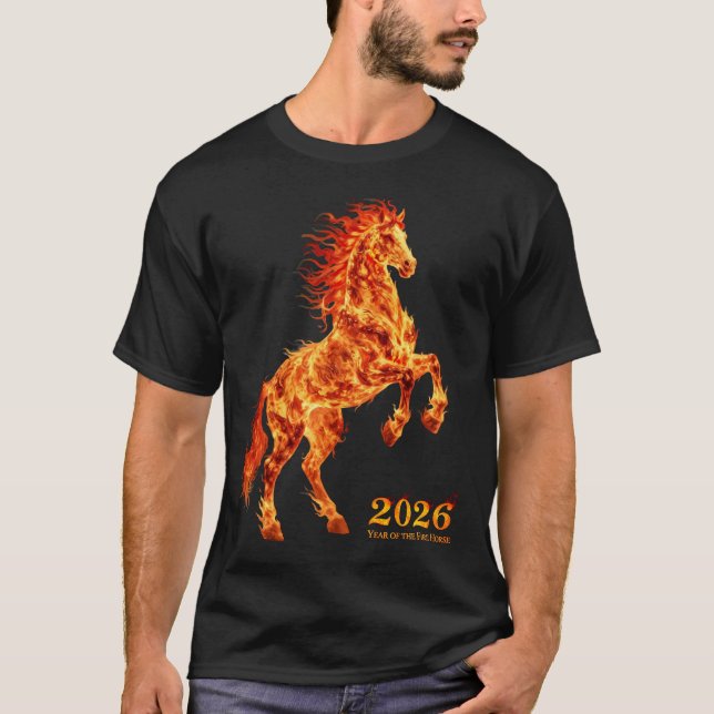 2026 Year of the Fire Horse T Shirt (Framsida)