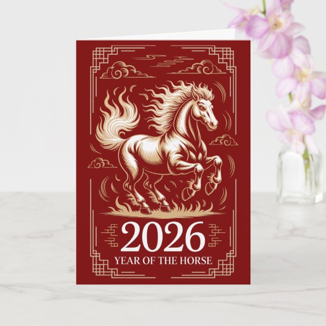 2026 Year of the Horse Chinese Lunar Kort (Orkide)