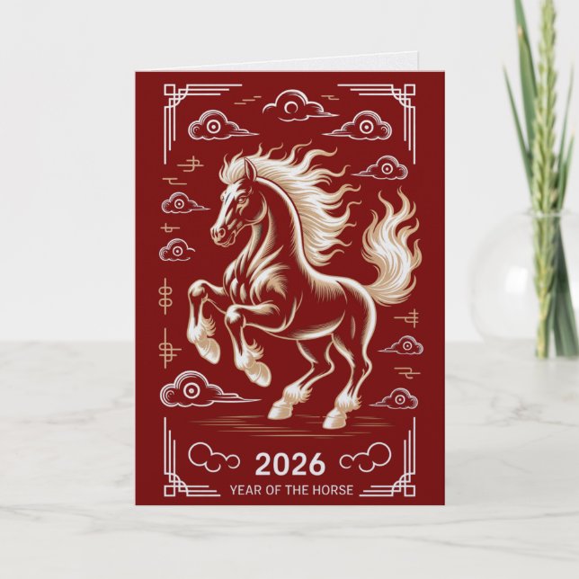 2026 Year of the Horse Greeting Card Kort (Framsida)