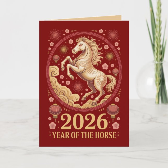 2026 Year of the Horse Greeting Cards Kort (Framsida)